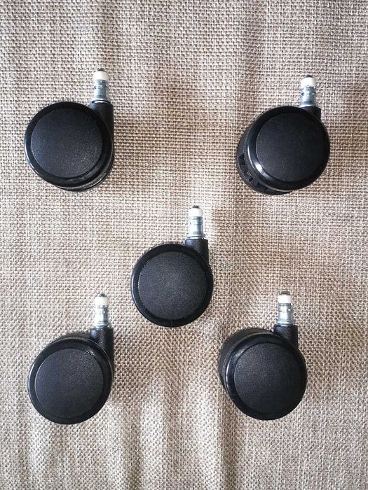 NOWE Czarne kółka do fotela obrotowego 5 sztuk