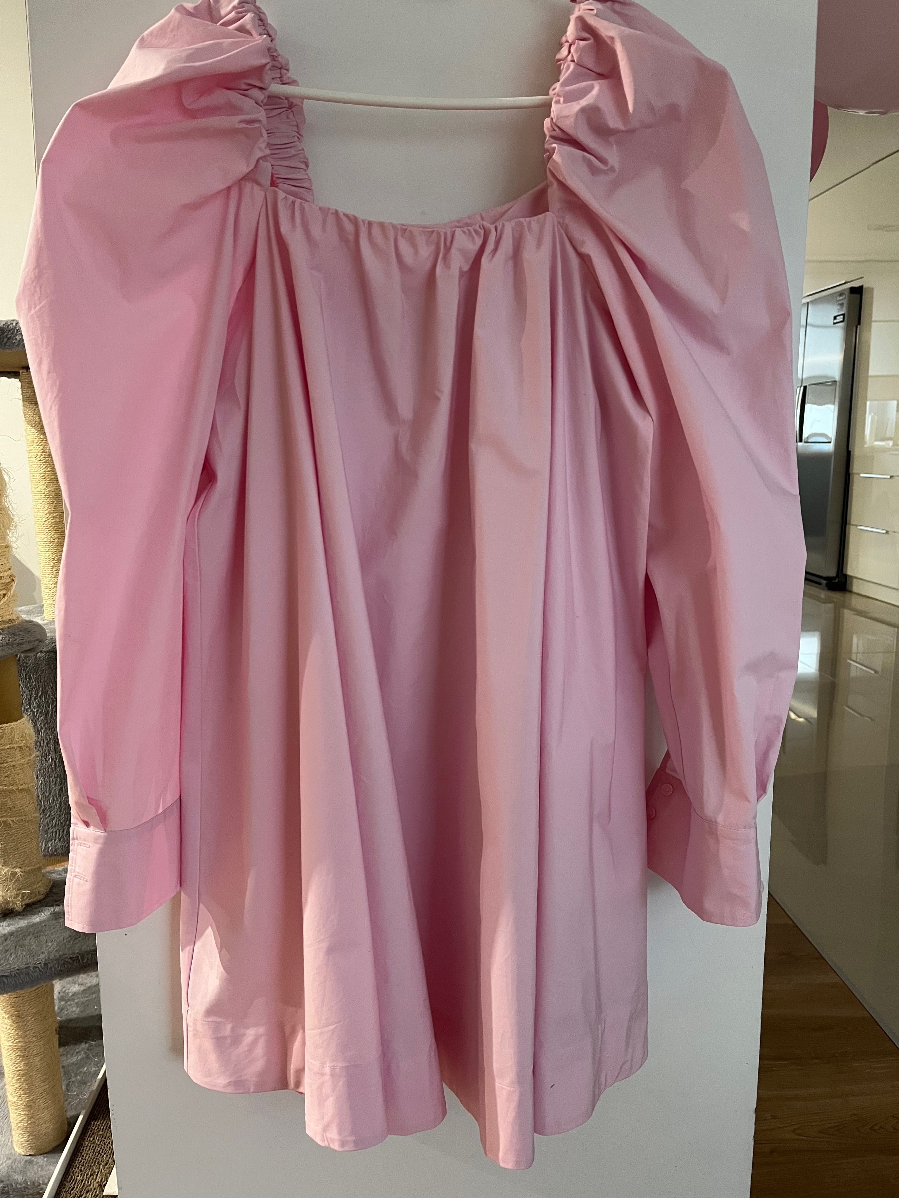 Sukienka koszulowa H&M, r.M, szeroki krój, bufki