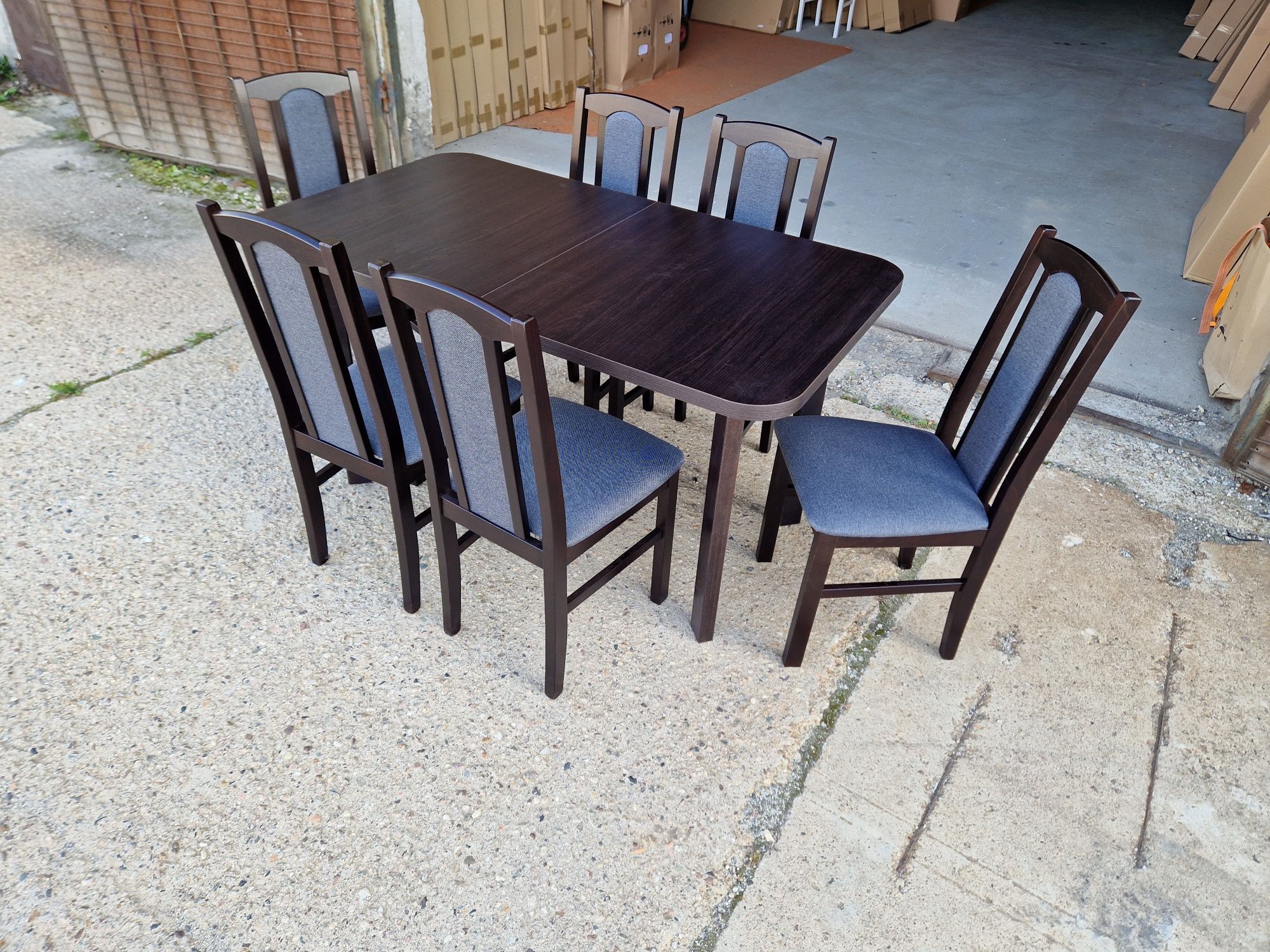 Nowe : Stół 80x140/180 + 6 krzeseł,  wenge + grafit , dostawa PL