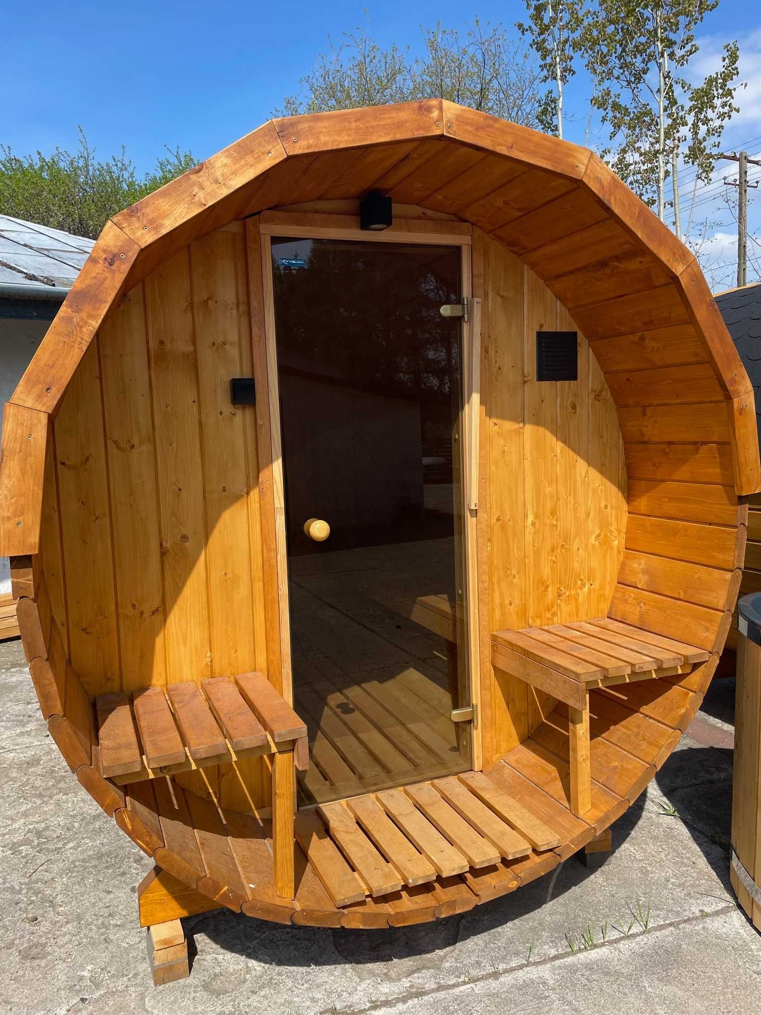 Sauna ogrodowa beczka fińska 2,70 m Piec LED RATY RATY