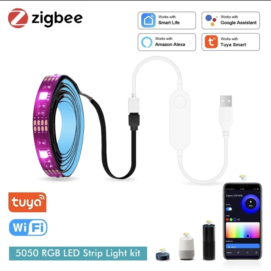 Inteligentna taśma LED RGB WiFi ZigBee TUYA 5 metrów  DC 5V
