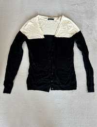 Sweter sweterek damski zapinany rozpinany biało czarny Mohito S