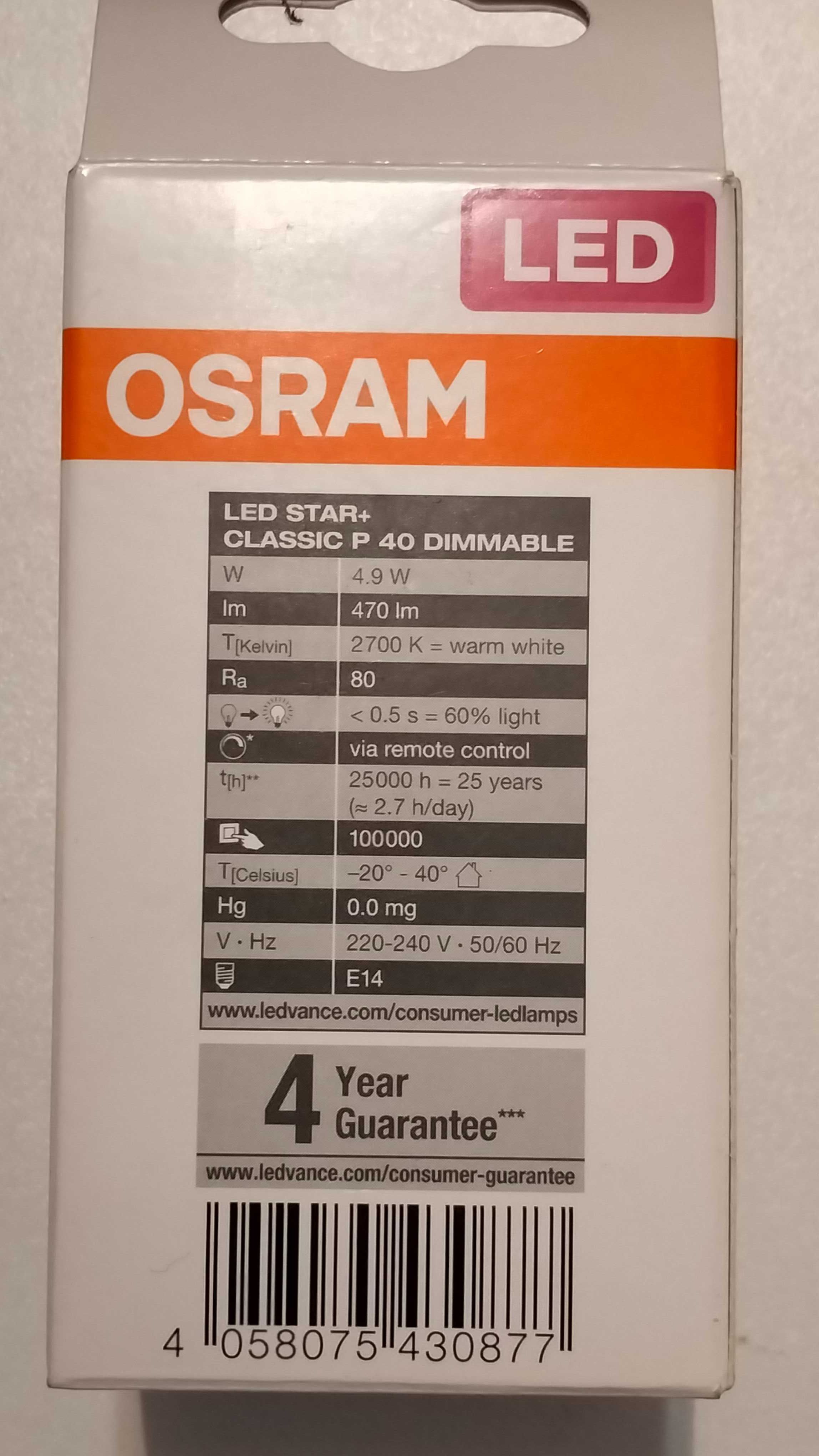 Світлодіодна лампа Philips Osram LED STAR E14 + пульт