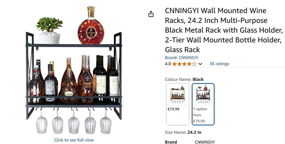 Prateleira de Vinho de Parede CNNINGYI 2 Níveis – NOVA (Caixa Aberta)