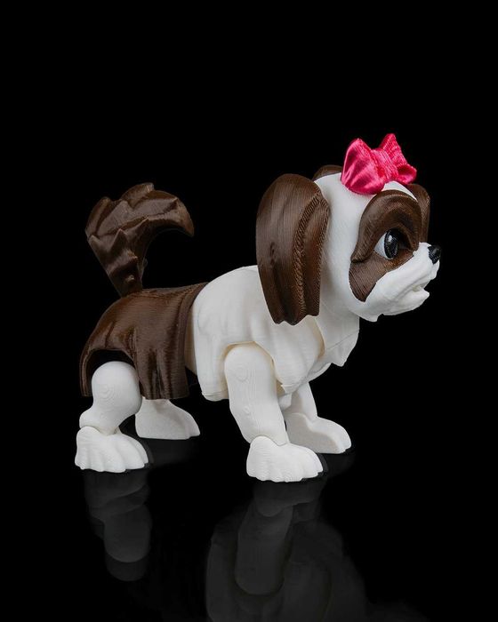 Ruchoma Figurka Shih Tzu ze Stylową budą i Miseczkami