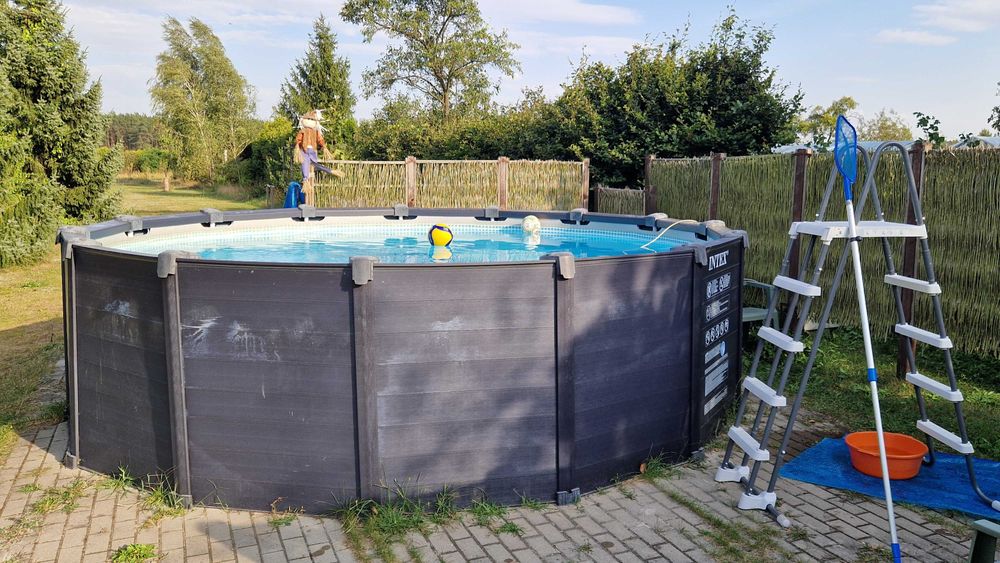 Basen ogrodowy 5m, pompa filtracyjna piaskowa, pompa ciepła - sprawne