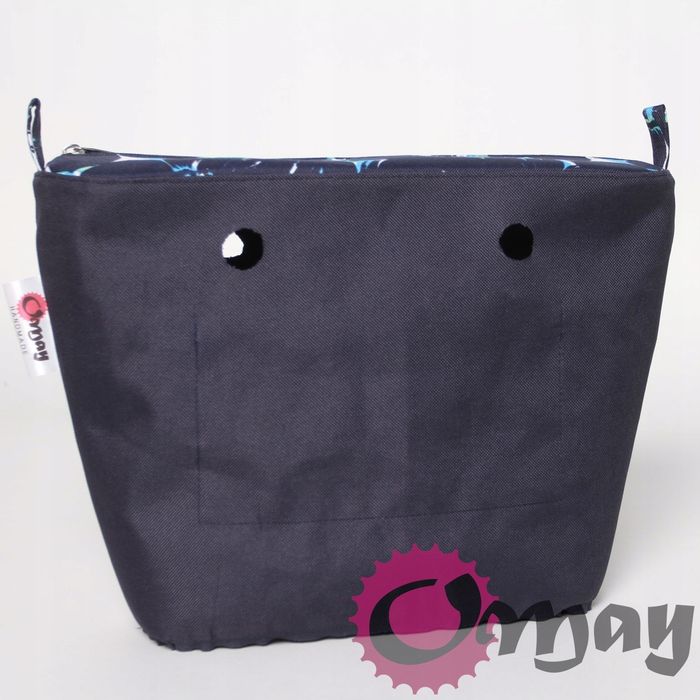 Granatowy organizer OBAG MINI kwiaty turkus wkład 2 kieszenie OMAY