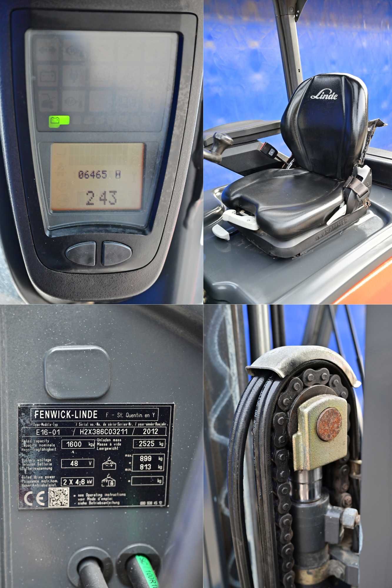 Wózek widłowy Linde E16 Triplex 452 cm 2012 rok 6465 mth FHP 368