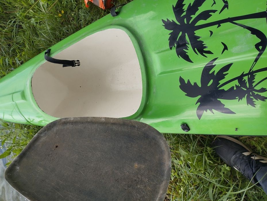Kajak dwuosobowy zielony z laminatu plastikowy tworzywa sztucznego