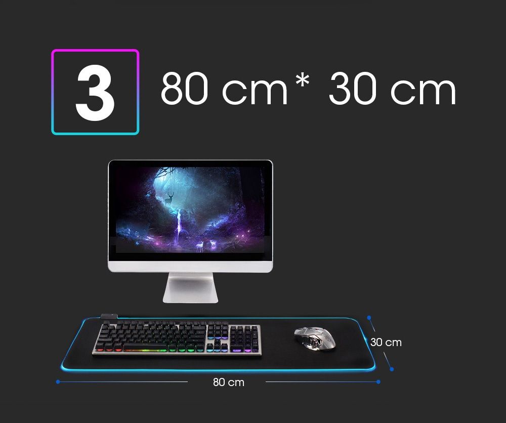 RGB Игровая поверхность 80×30 см коврик для мышки