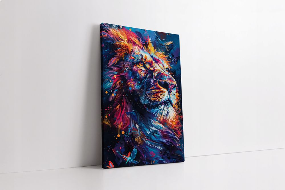 Obraz na płótnie "Kolorowy Lew" 80x120 cm - Nowoczesny Styl