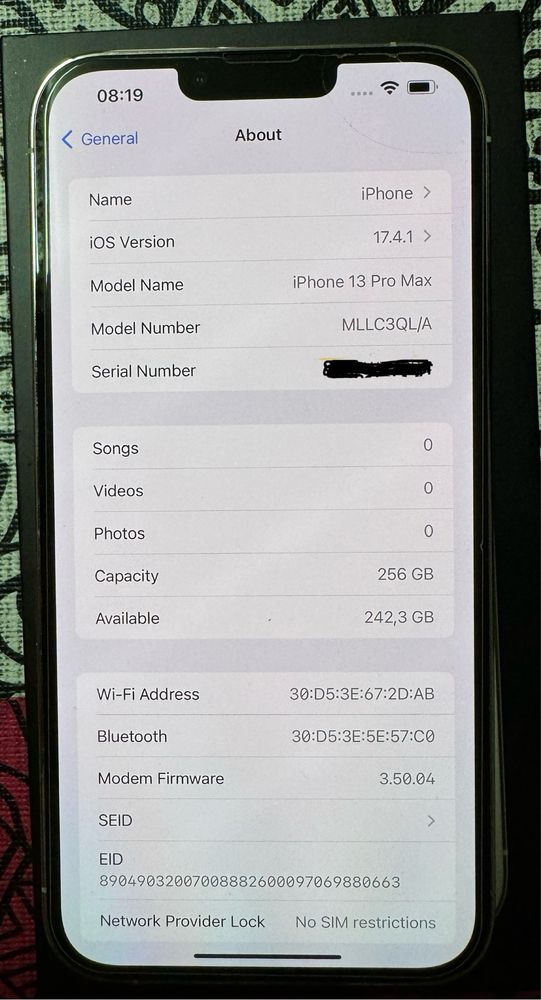 iPhone 13 Pro Max 256GB - Silver - COMO NOVO