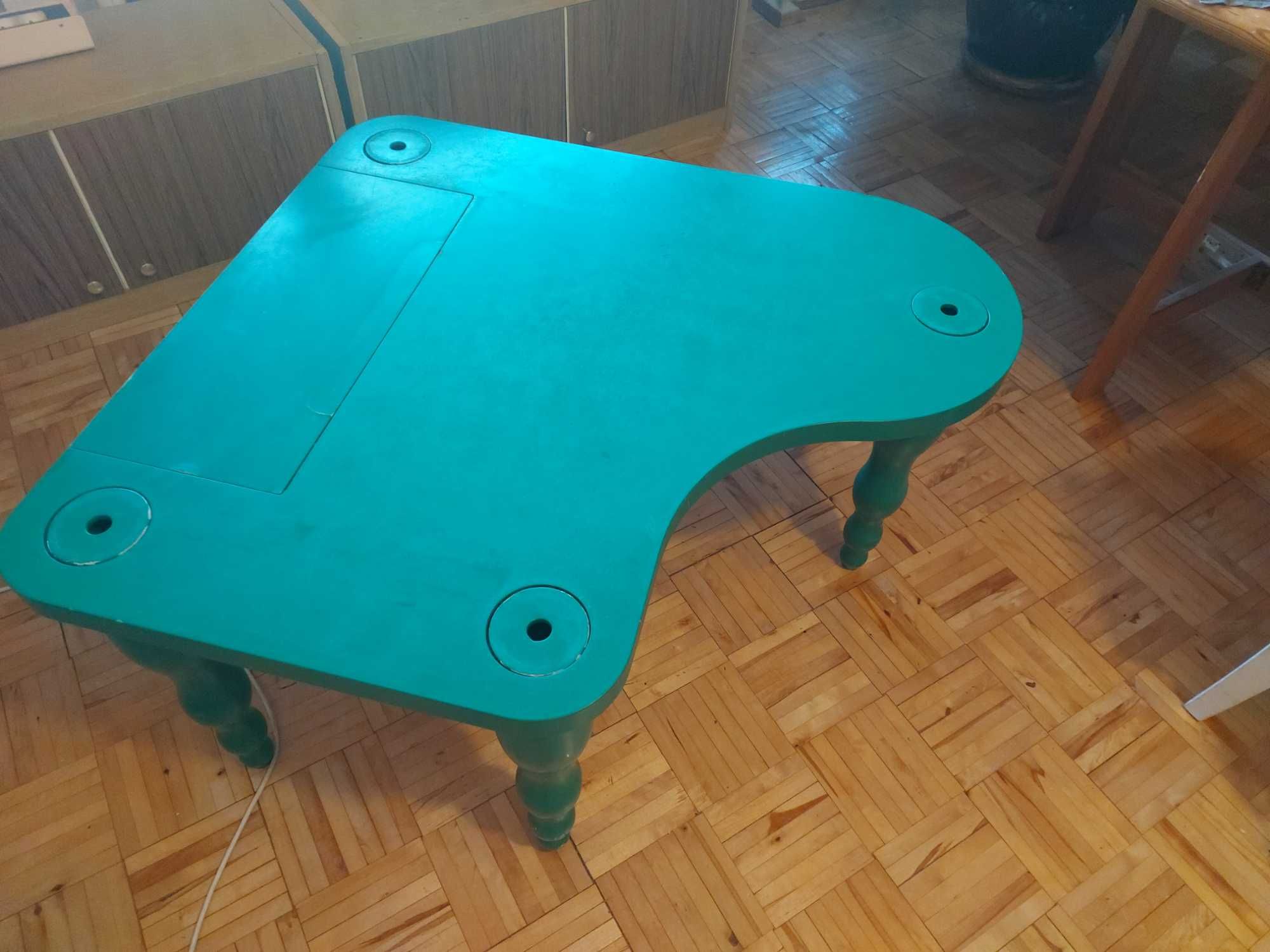 biurko stolik dziecięcy drewniany zielony