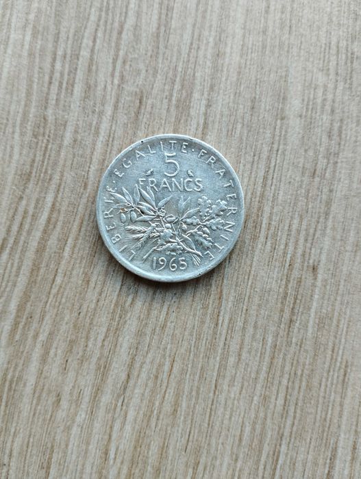 Moeda 5 francos 1965 prata