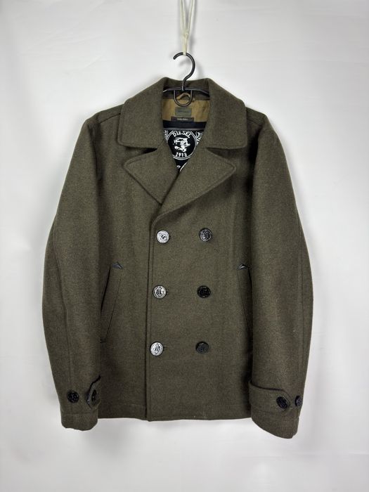 Чоловіче Пальто Бушлат Diesel (Peacoat) L Шерсть Оливковий (Вінтаж)