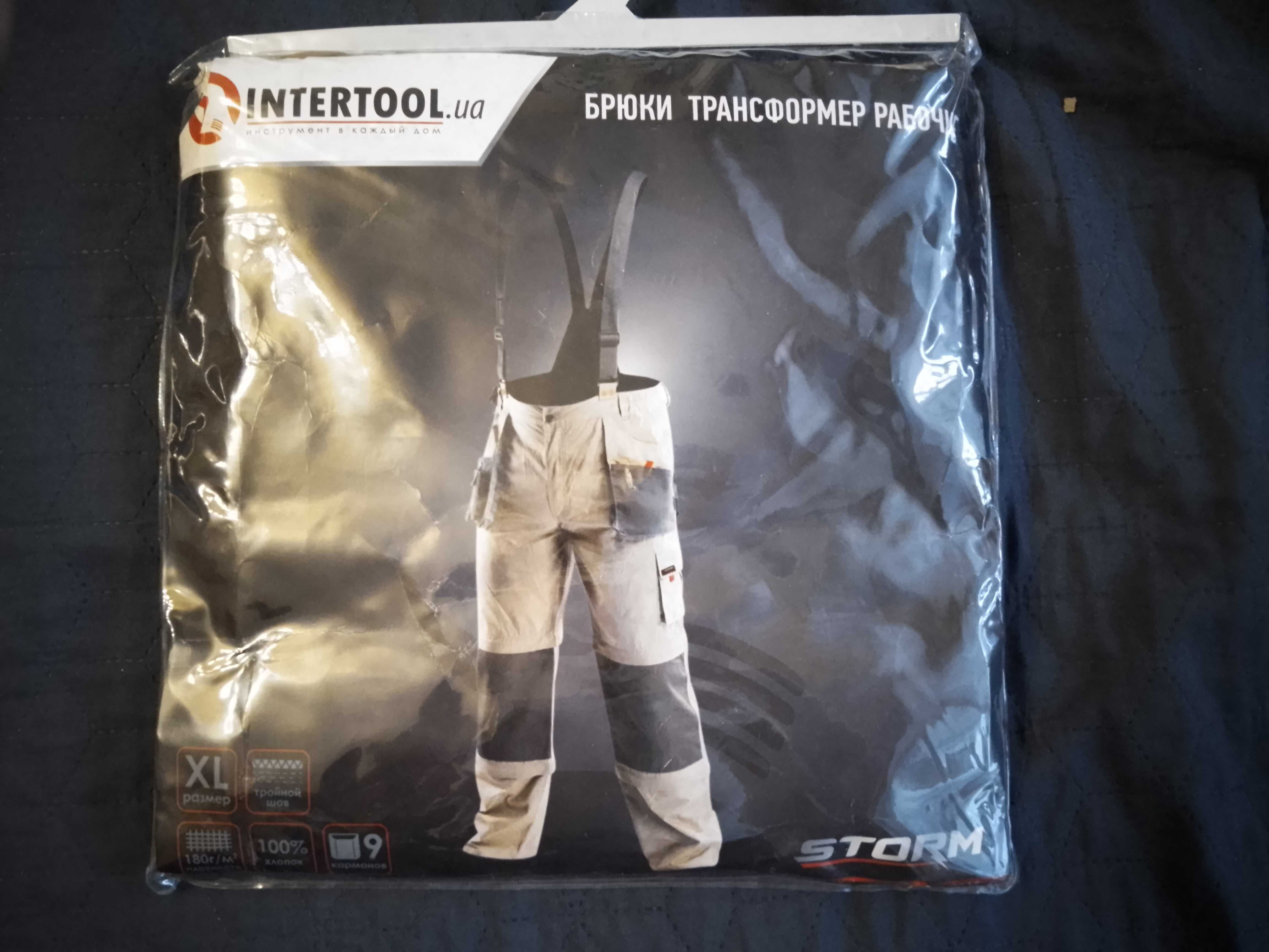 Брюки робочі, розмір XL, транформер с лямками 6 в 1  INTERTOOL SP3044