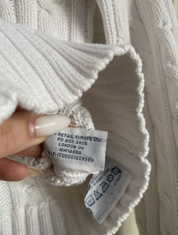 Biały sweter Ralph Lauren zapinany kardigan 100% bawełna