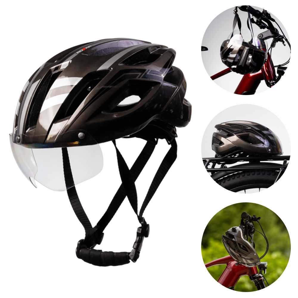 Kask rowerowy ROXAR SPEED ciemny (połysk) rozm.L (58-61cm)