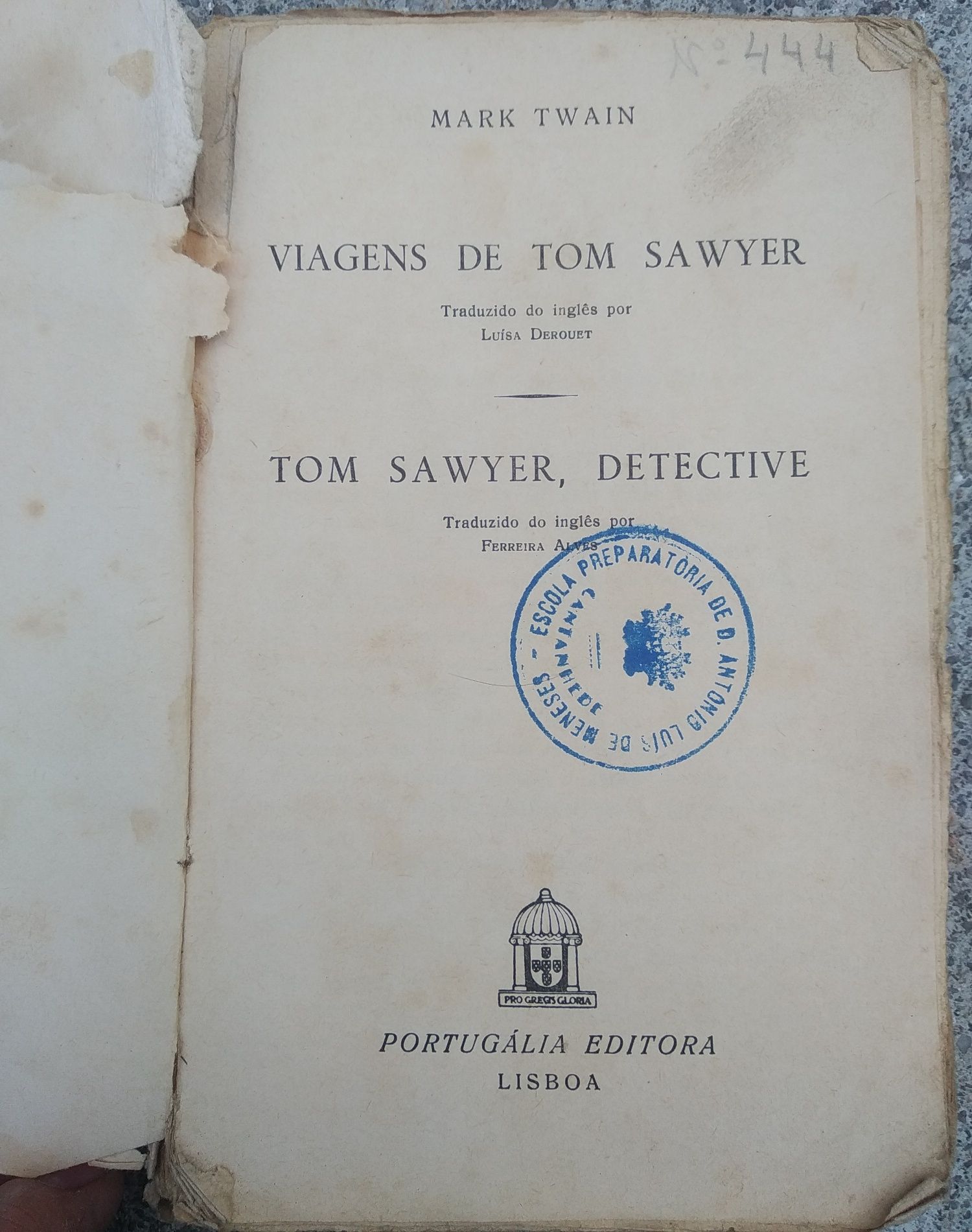 Livro antigo de Mark Twain Biblioteca dos rapazes com Tom Sawyer