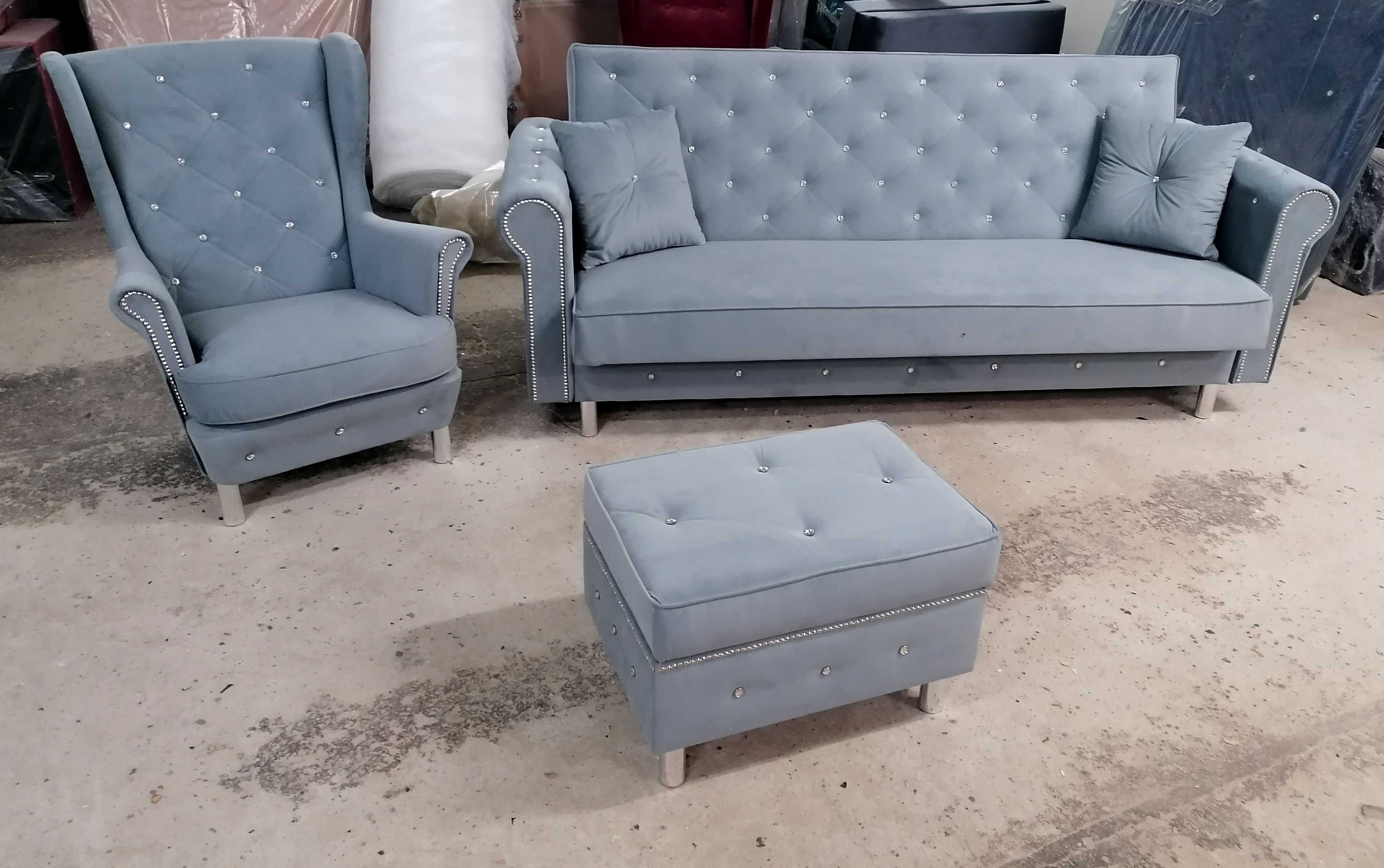 RATY sofa kanapa wersalka fotel uszak komplet zestaw Chesterfield NOWY