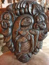 Pieta rzeźba drewno płaskorzeźba Zakopane drewno prezent