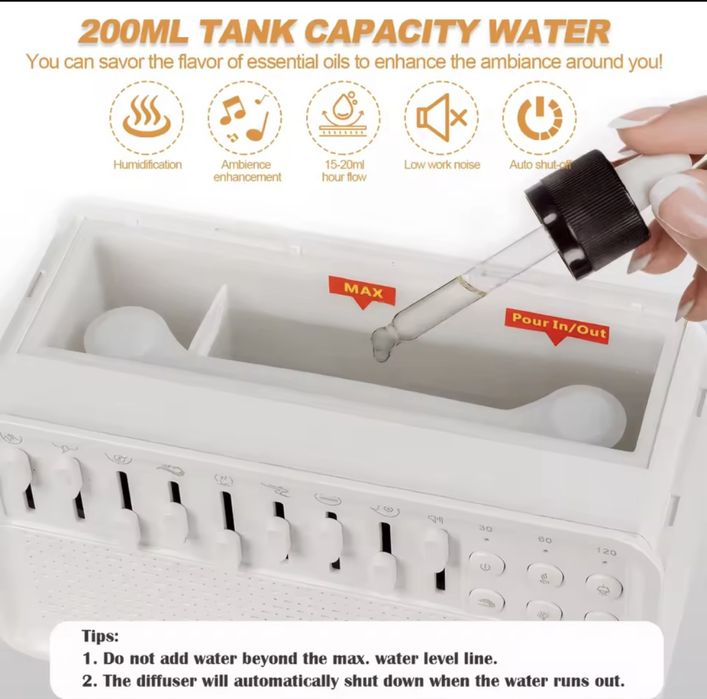 Máquina de Ruído Branco com Difusor e Luz Noturna