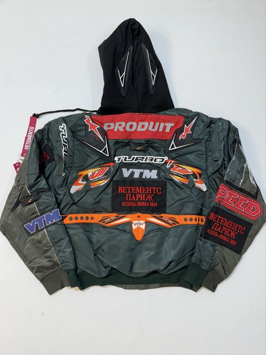 куртка бомбер Vetements x Alpha Industries Navy Green Bomber