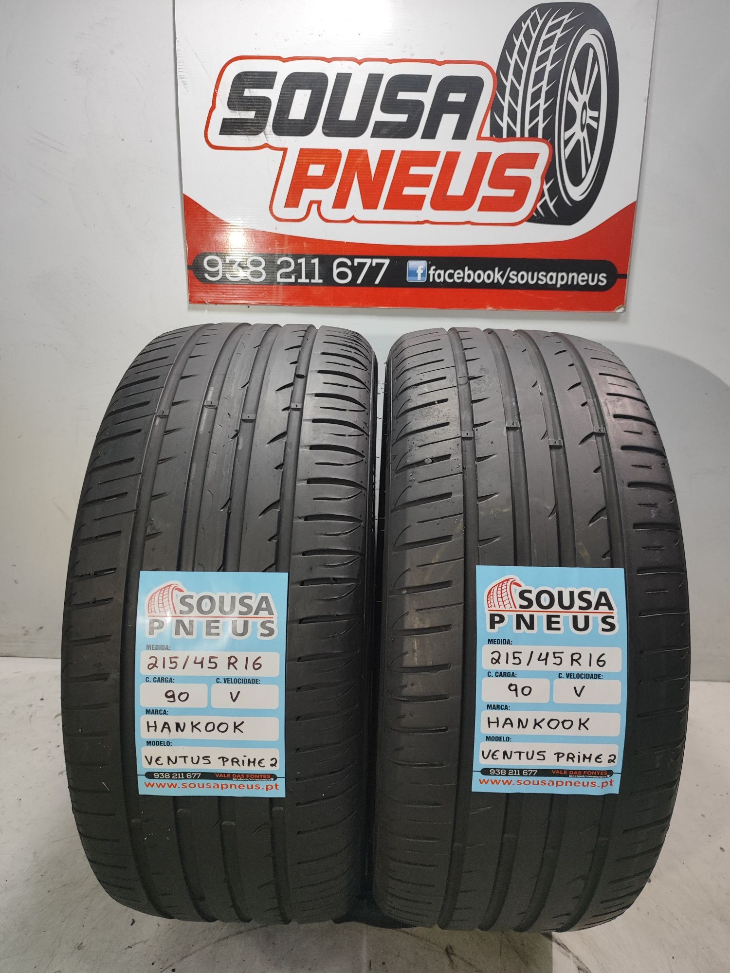 2 pneus semi novos Hankook 215/45R15 Oferta dos portes