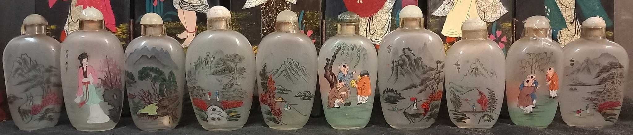 Bonito Lote de Frascos de Rape ou snuff bottle Chines, 1950,
