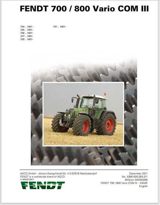 Fendt 300,400,600,700,800,900 Kombajny INSTRUKCJE Napraw Manuale PDF
