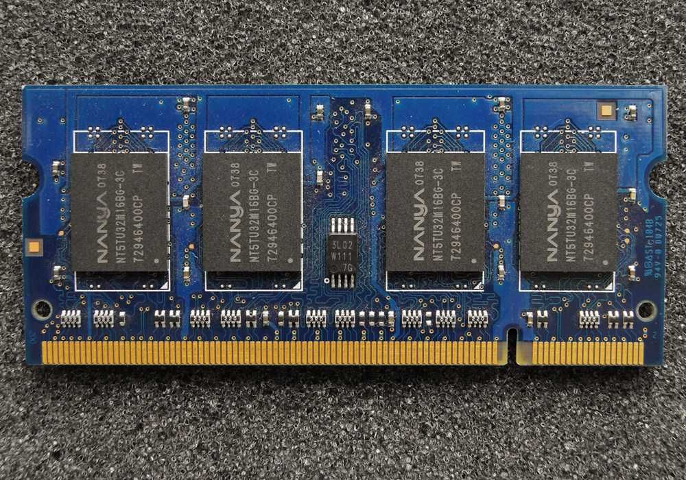 2 шт. SO-DIMM DDR2 512MB 667MHz Nanya, б/у