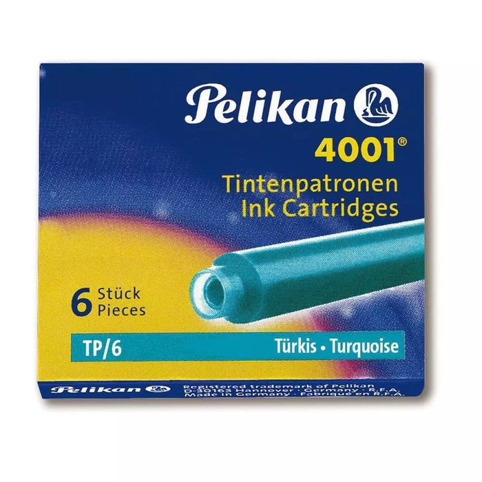 Naboje atramentowe Pelikan 4001, turkusowe, 6 sztuk. Hasta