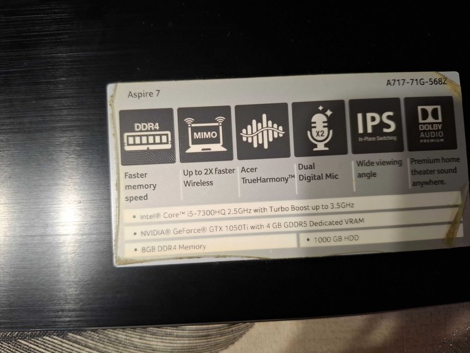 Laptop Acer Aspire 7 A717-71G-568Z