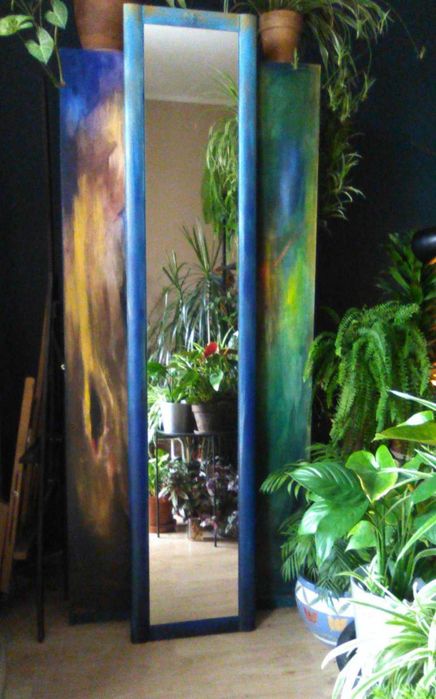 Lustro stojące wysokie niebieskie