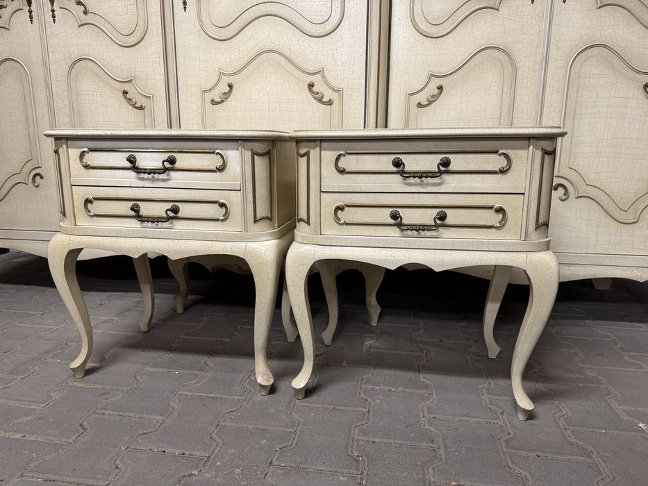 Sypialnia ludwikowska szafa łóżko toaletka meble do sypialni ecru