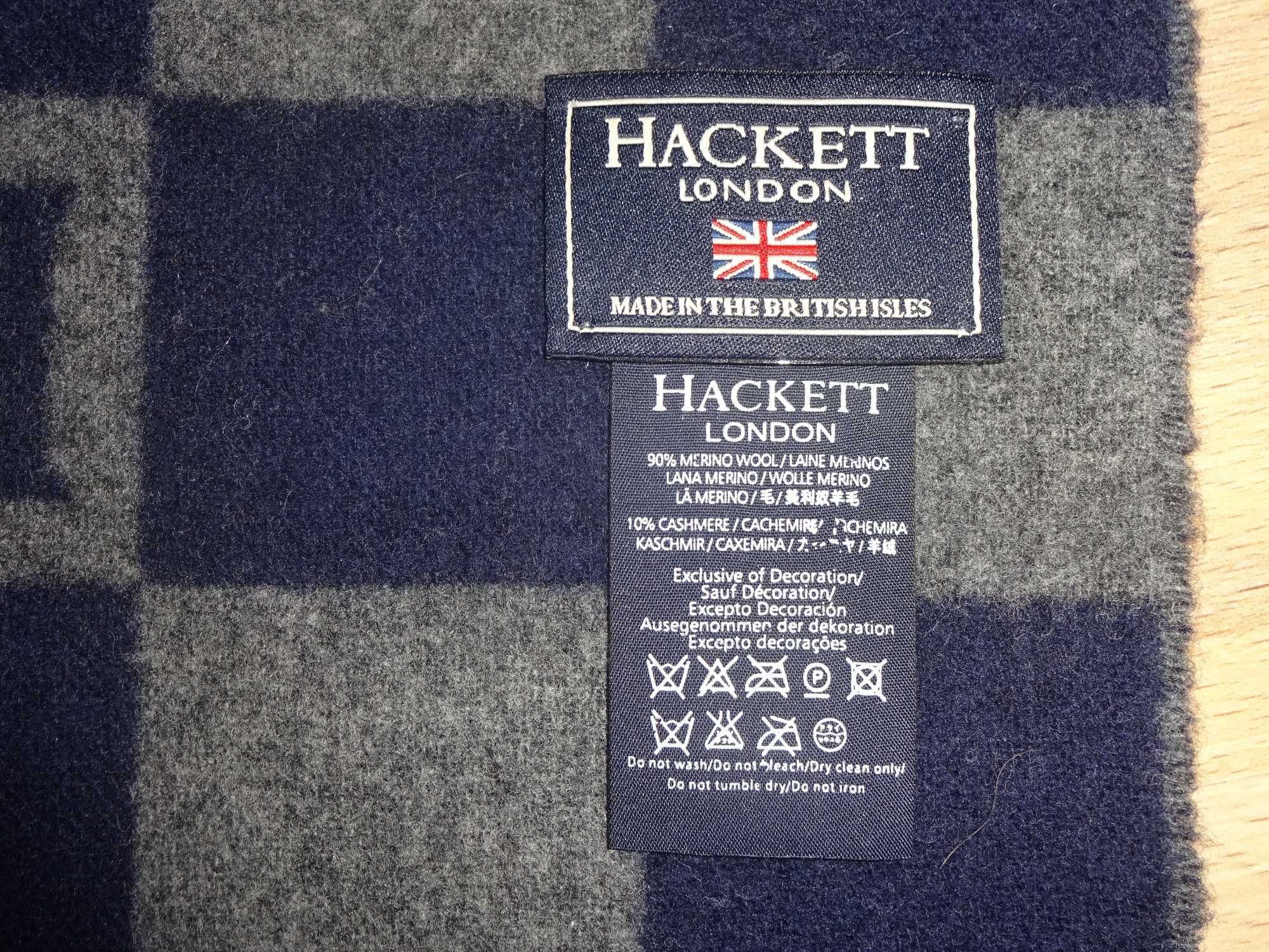 HACKETT LONDON 90% Merino Wool 10% Cashmere wełniany delikatny szalik