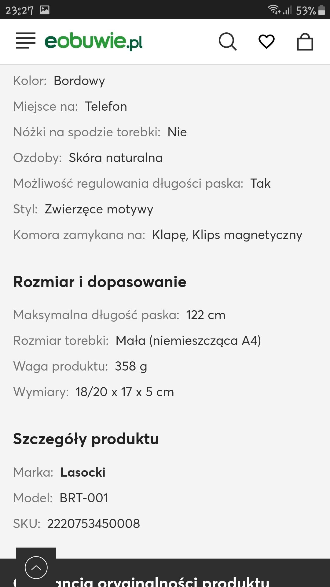 Torebka torebeczka Lasocki bordowa skórzana na pasku na ramię