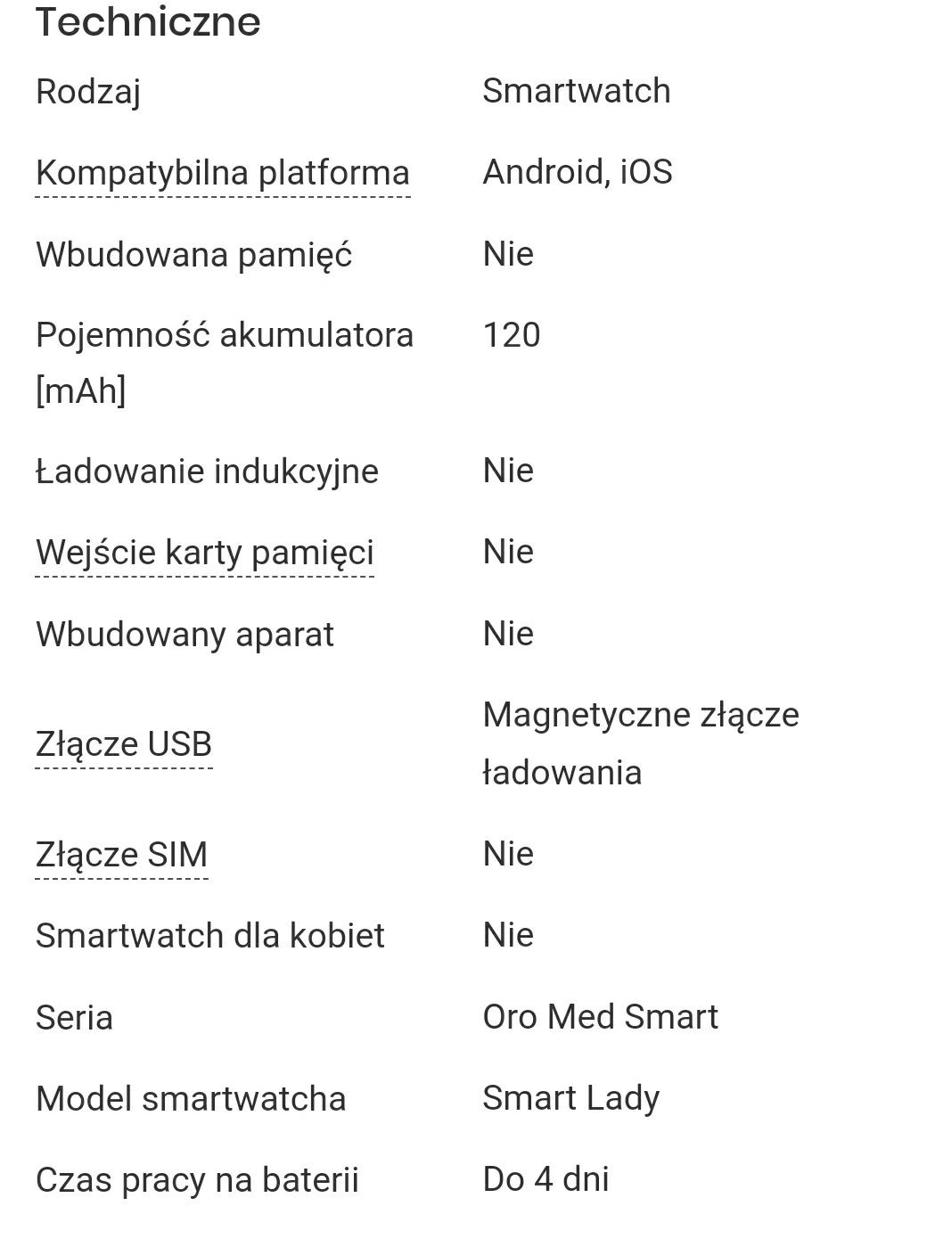 Smartwatch ORO-MED Smart Lady Srebrny Zegarek