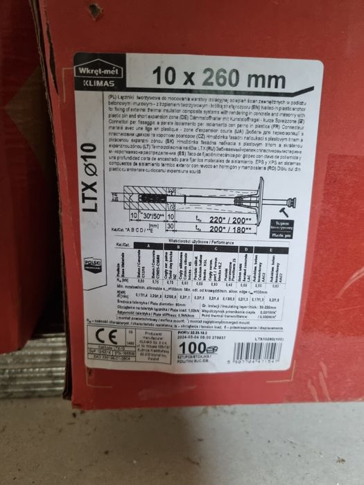 Kołek do styropianu łącznik 10X260 mm WKRĘT-MET 200 szt.