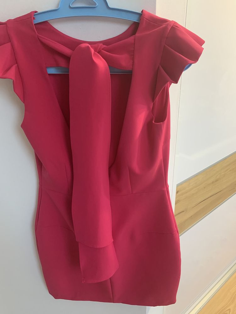 Sukienka Zara basic różowa M wiązana