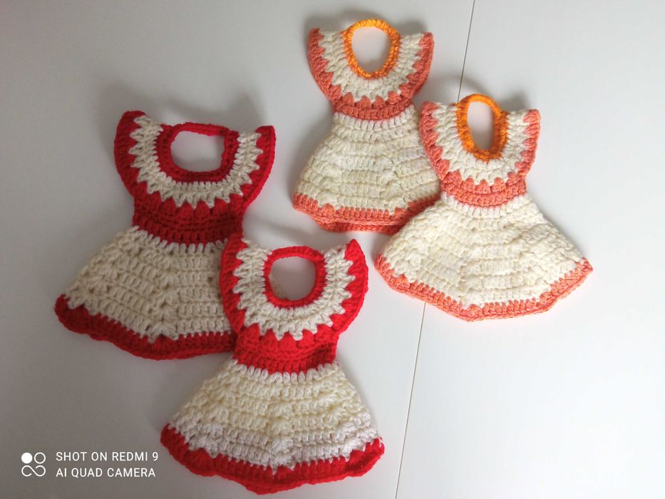 Rękawice kuchenne, łapki - sukienki do gorących garnków rękodzieło