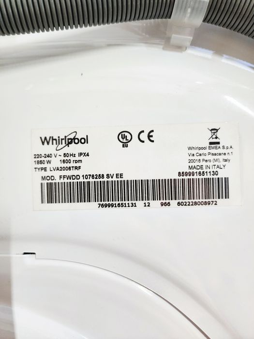 2в1 Прально-сушильна машина WHIRLPOOL 10кг  з Європи