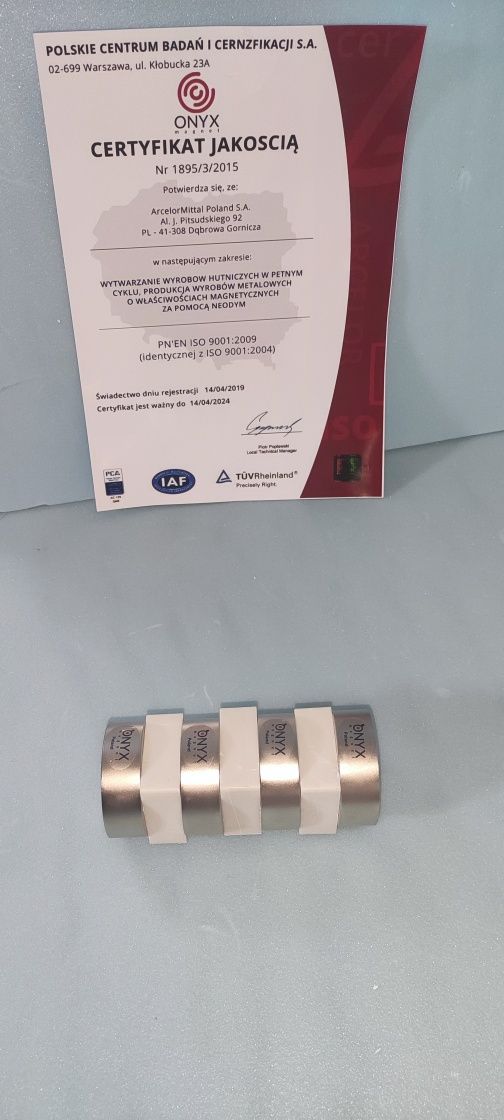 Магнит N42 60x20 ( 125 кг ) Польша TM ONYX magnet, есть Безнал без НДС