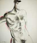 Nu artístico masculino. Torso. Acrílico sobre tela. Carlos Marques