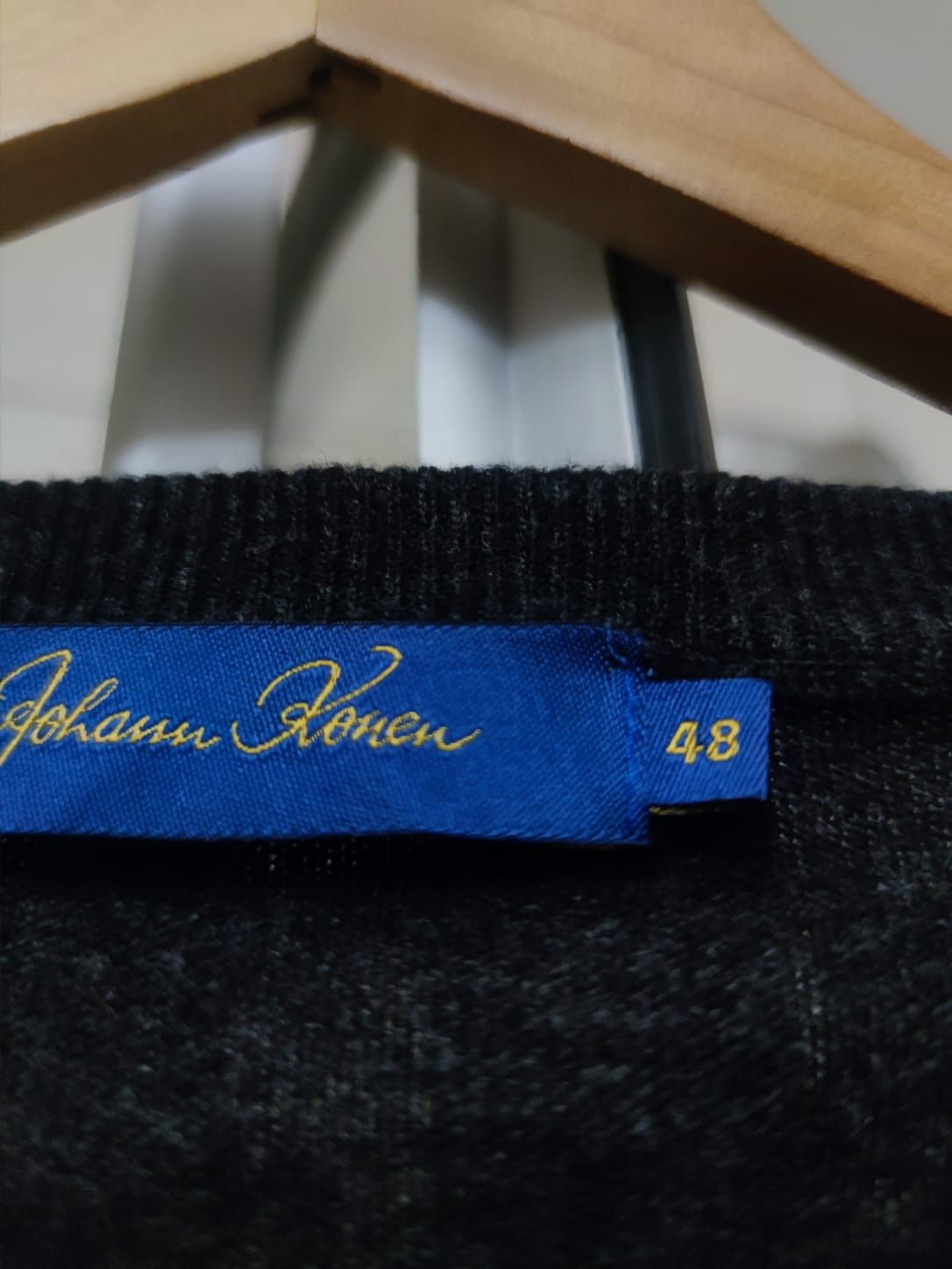 sweter sweterek męski Johann Konen 48 L długi rękaw denim classic spor
