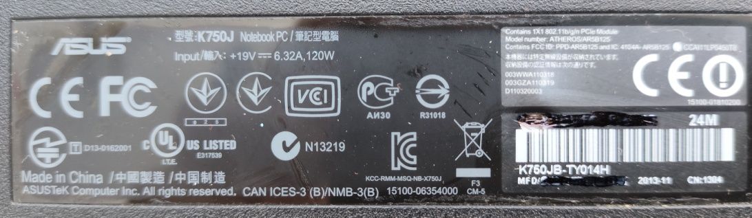 Display ASUS K750J vários peças