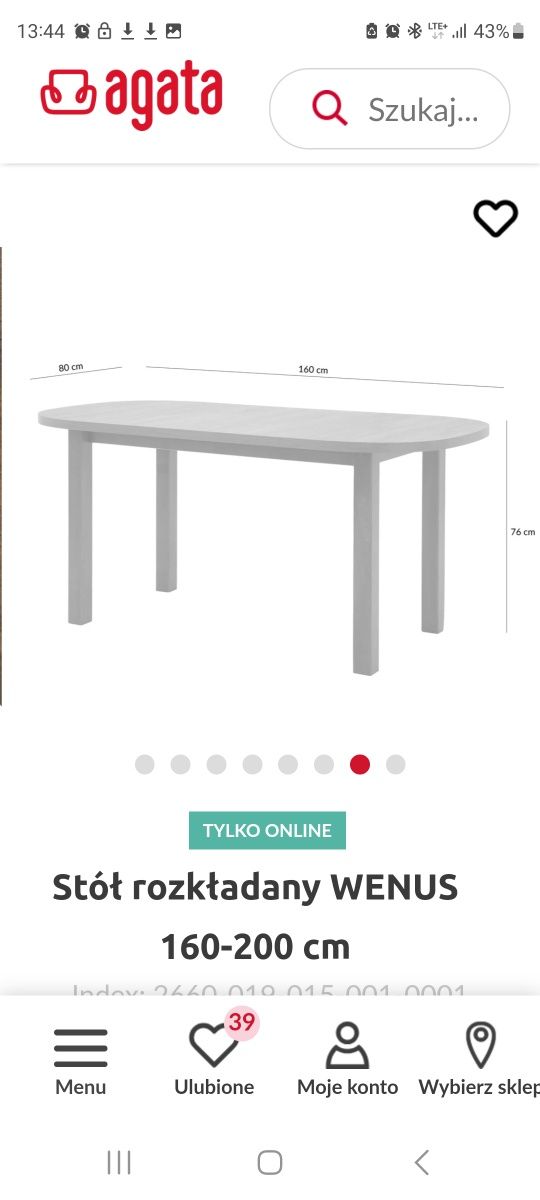 stół rozkładany 160 cm