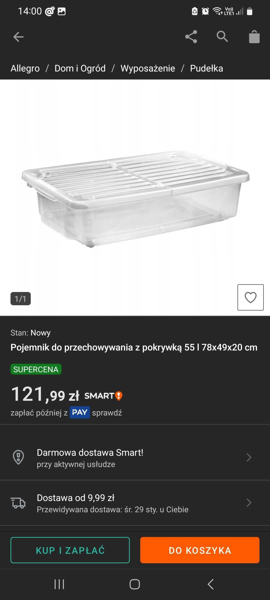 Skrzynia do przechowywania Nordic z kółkami 55L