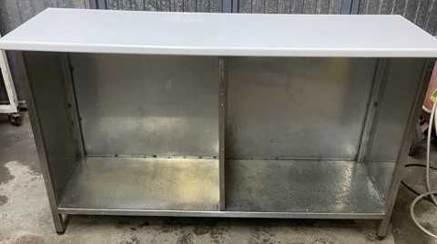Bancada Inox com tampo de madeira