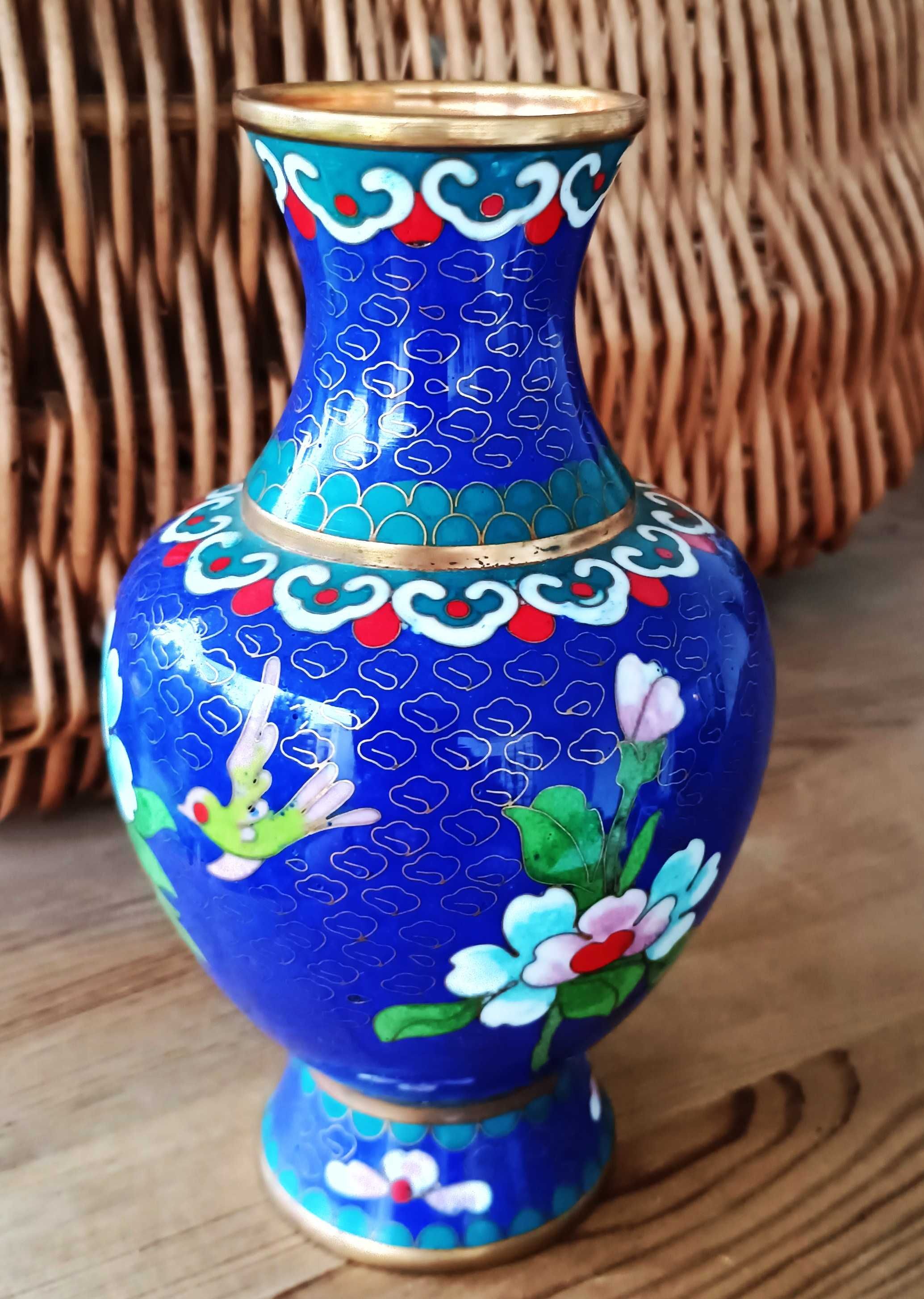 Wazon Cloisonne, emalia komórkowa